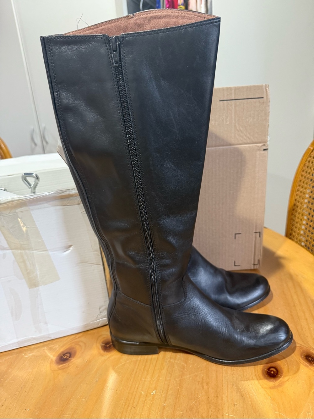 Corso Como Black Leather Over-the-Knee Zip Boots
